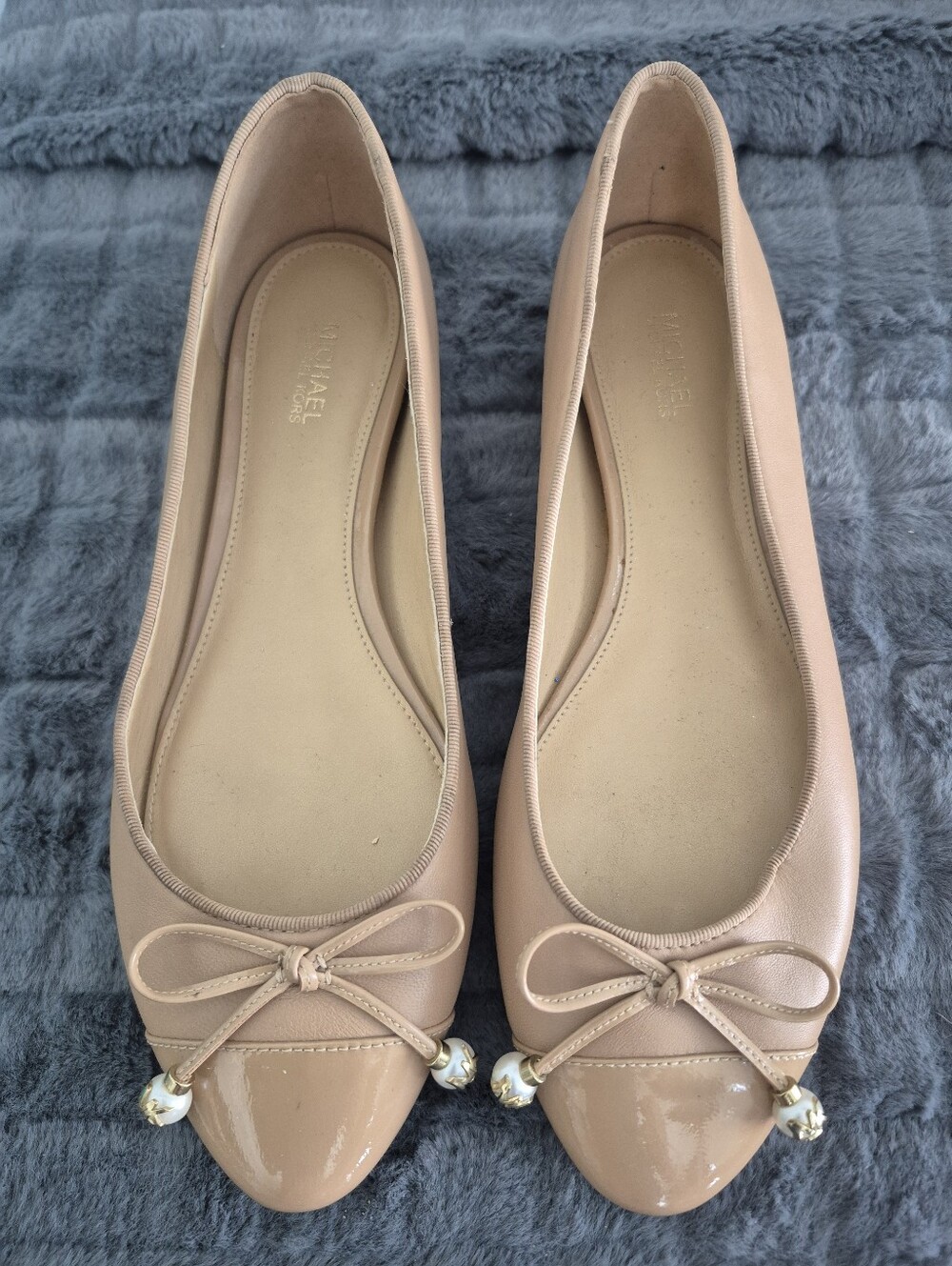 MICHAEL Michael Kors Nude Patent Cap-Toe Ballet Flats